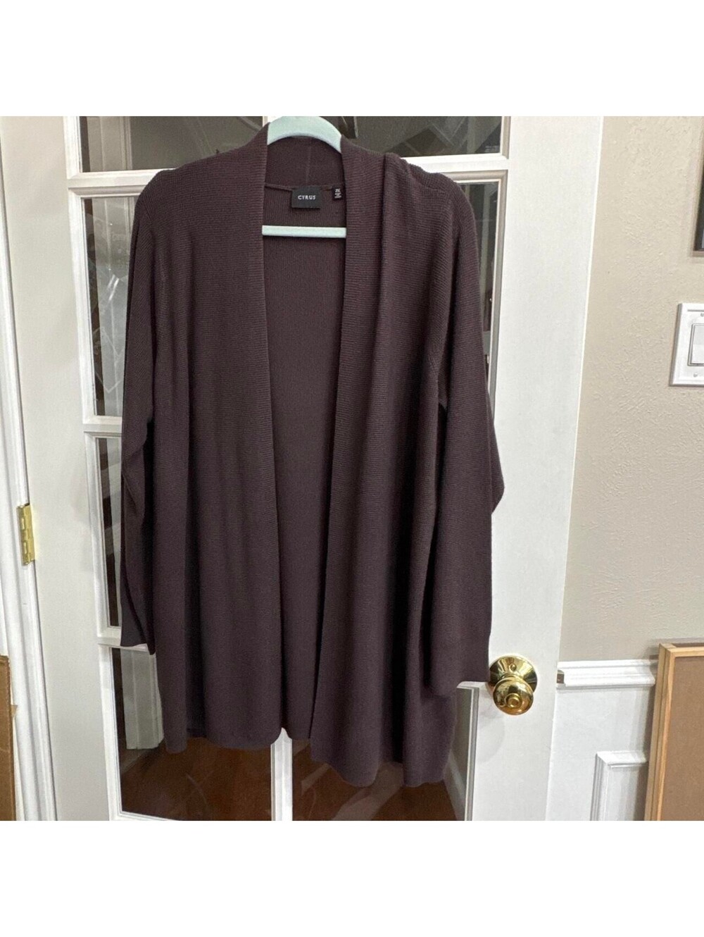 Cyrus Open Front Knit Cardigan Dark Brown Size 2X